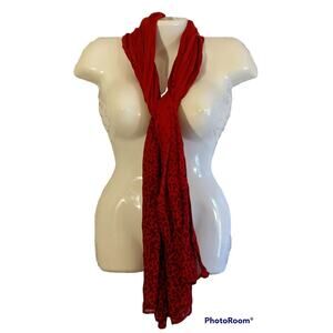 Target Brand 72 Inch Extra Long Red & Black Animal Print Dotted Scarf OS